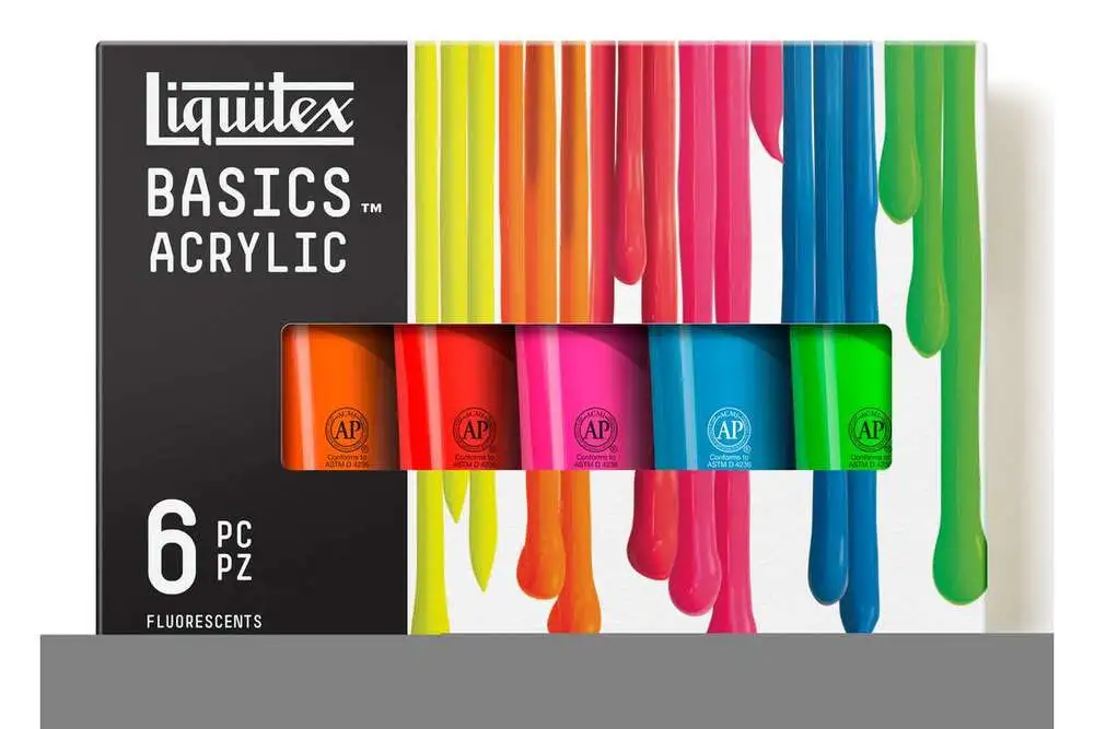 Basics acrylic colour set 6x118ml fluorescent row billede