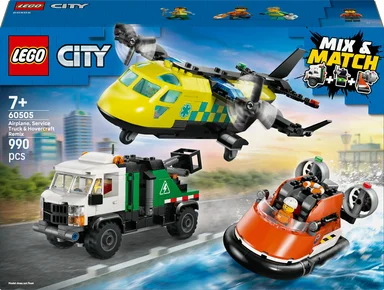 60505 LEGO City Remix – Fly, servicevogn og luftpudebåd