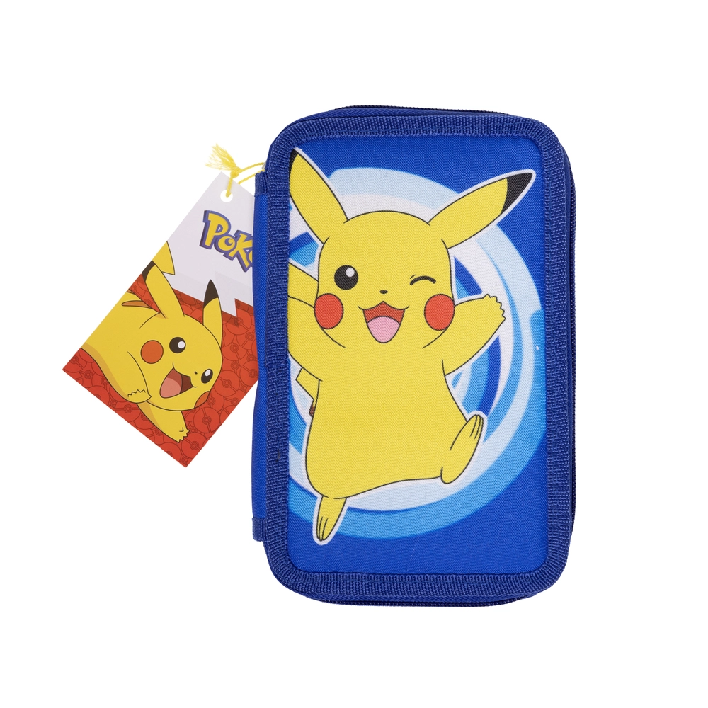Pokémon Fyldt penalhus med 2 rum, 300D rich nylon, 19.5 x 12.5 x 5 cm