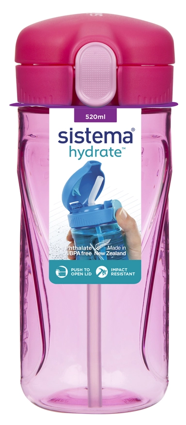 Drikkeflaske Sistema Tritan Quick Flip pink 520ml