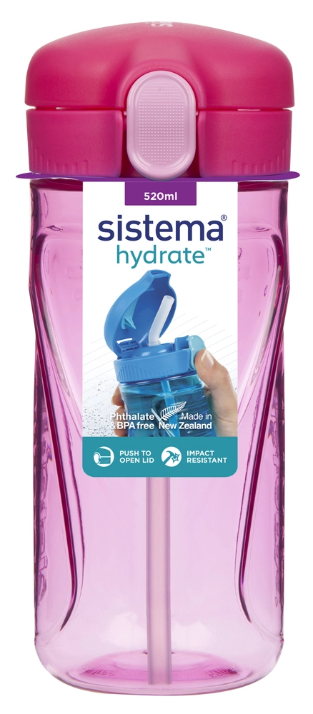 Drikkeflaske Sistema Tritan Quick Flip pink 520ml
