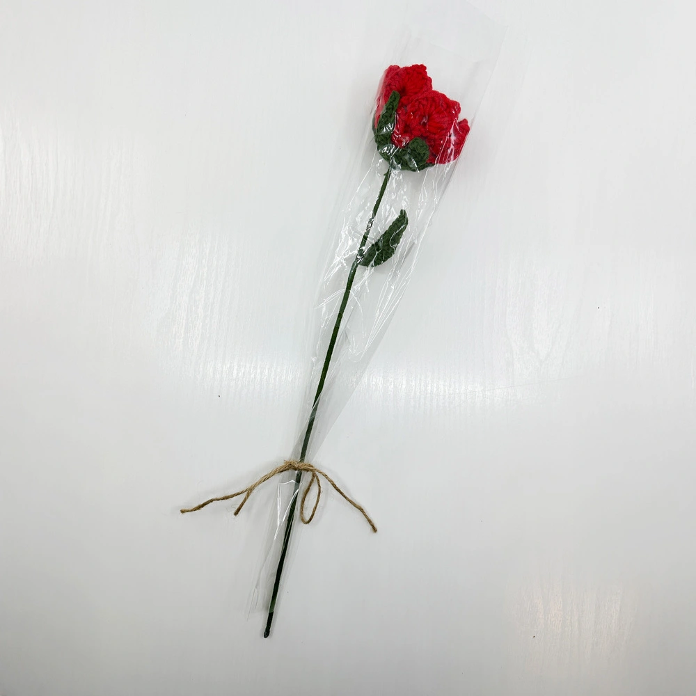 Rose Hæklet Rød 43 Cm Pakket I Cellofan Mbånd - Bog & IdÃ