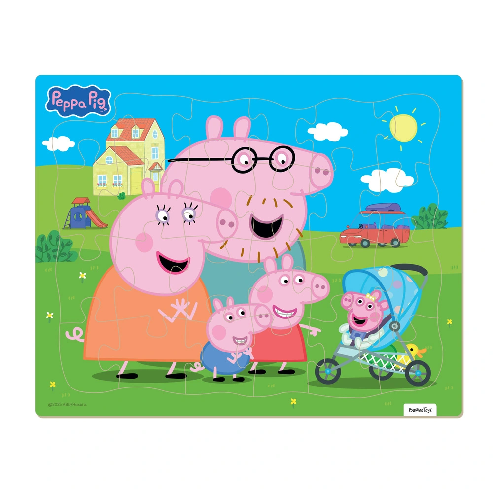 Gurli Gris - Indrammet Pap Puslespil - 24 brikker - Familie billede