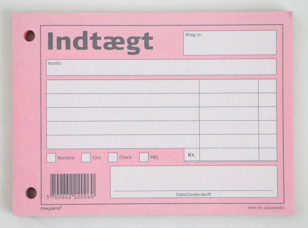 D2 Indtægts bilag Mayland rød 10,5x14