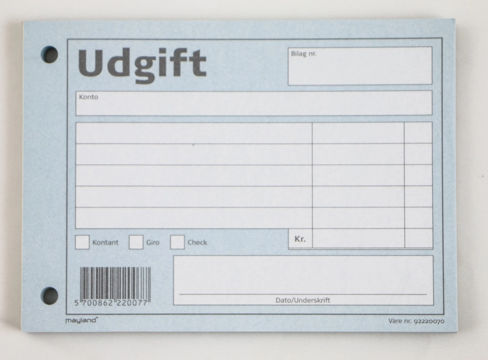 D2 Udgifts bilag Mayland blå 10,5x14,5