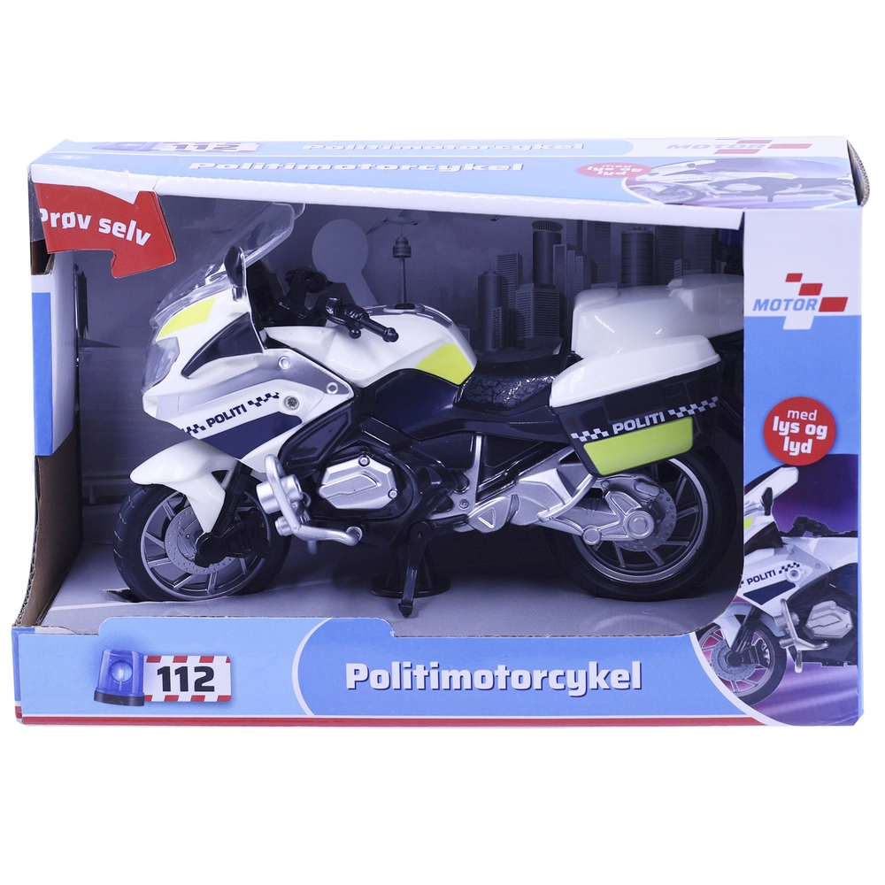D2 Politimotorcykel med lys og lyd 18 cm