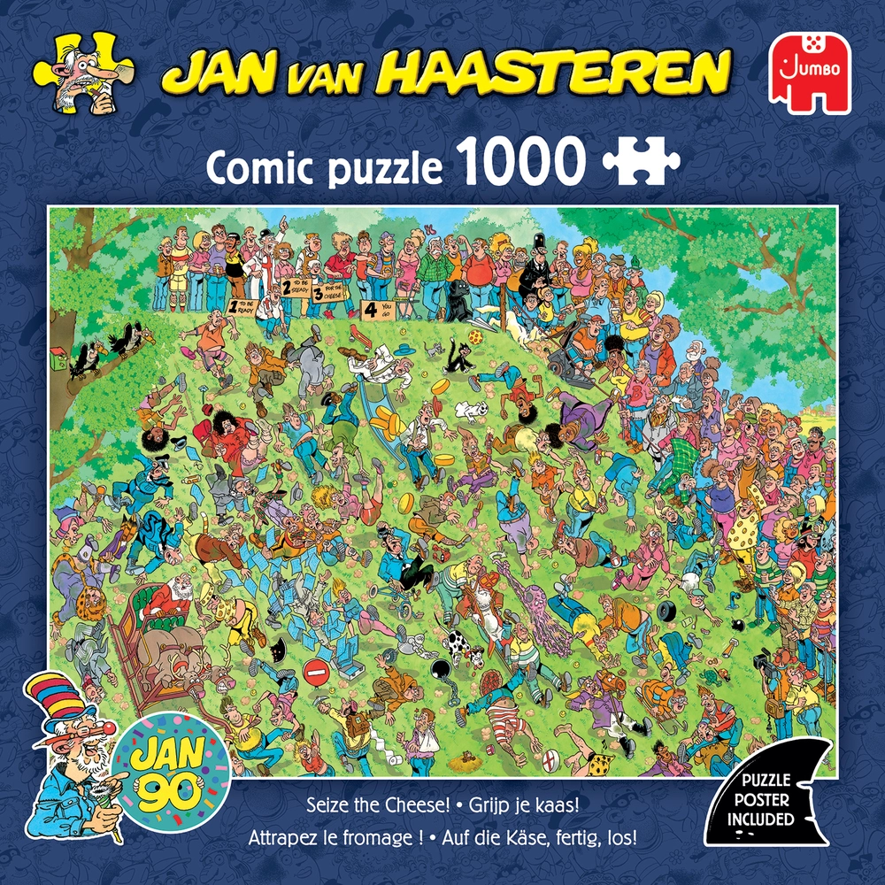 Jan Van Haasteren puslespil med 1000 brikker Seize the Cheese! billede