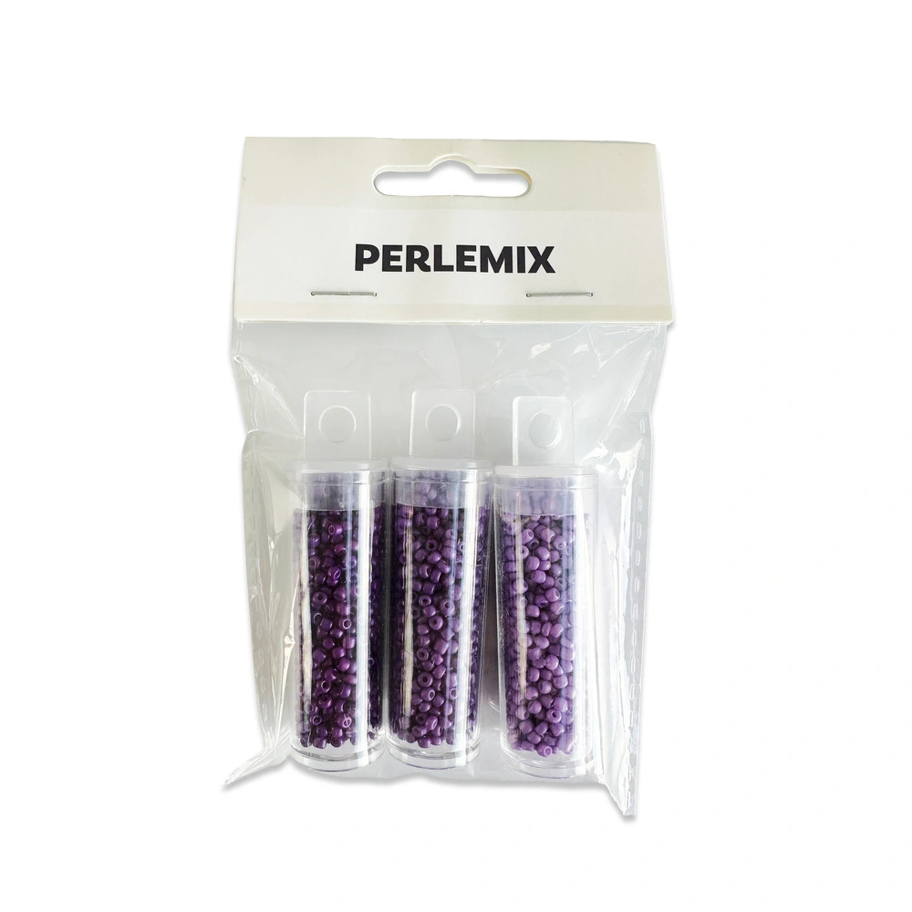 Perler i rør mørkelilla/lilla/lyslilla 3 ass
