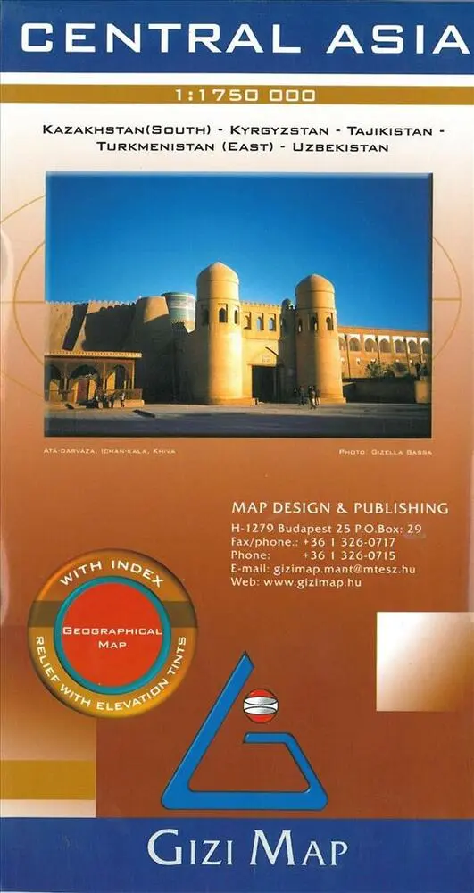 Billede af Central Asia, Gizi Geographical Map 1:1,75 mill.
