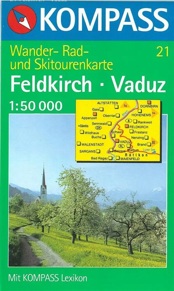 Liechtenstein Feldkirch – Vaduz, Kompass Wanderkarte 21