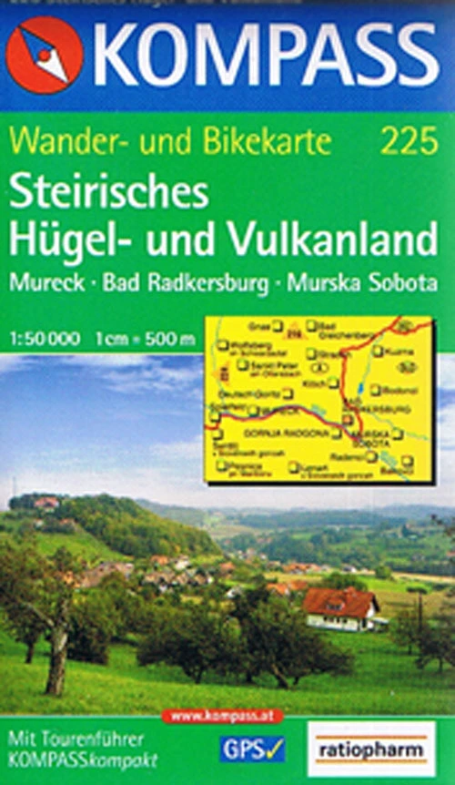 Billede af Steirisches Hügel- und Vulkanland, Kompass Wander- und Bikekarte 225