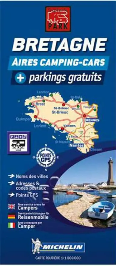 Brittany - Bretagne: Autocamper map - Aires camping-cars